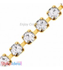Metal Cup Stone Chain - Golden - 25 inches